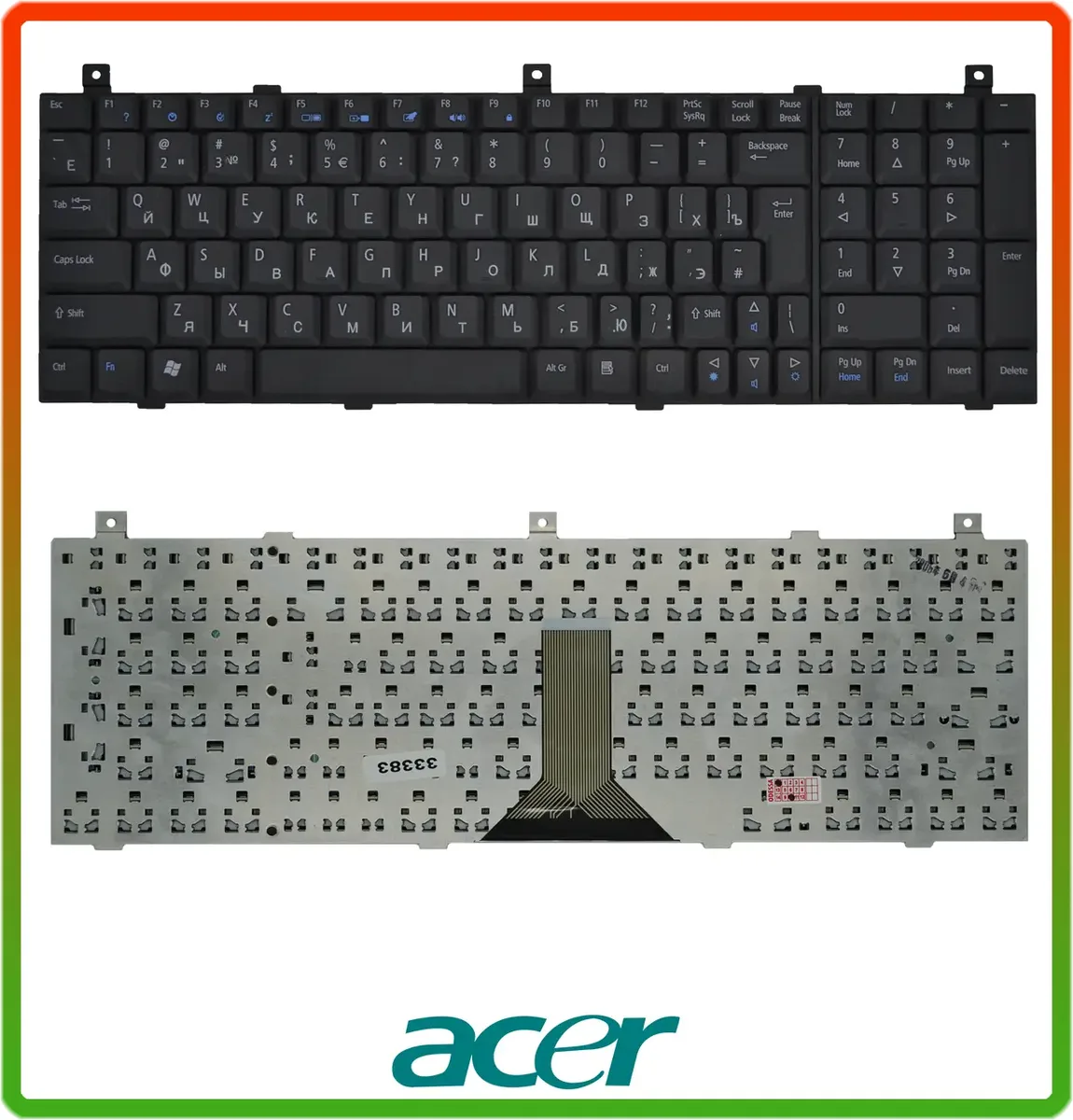 Клавиатура для ноутбука ACER 1800, 1801, 1802, 1804, 9500, 9502, 9503, 9504, rus, black