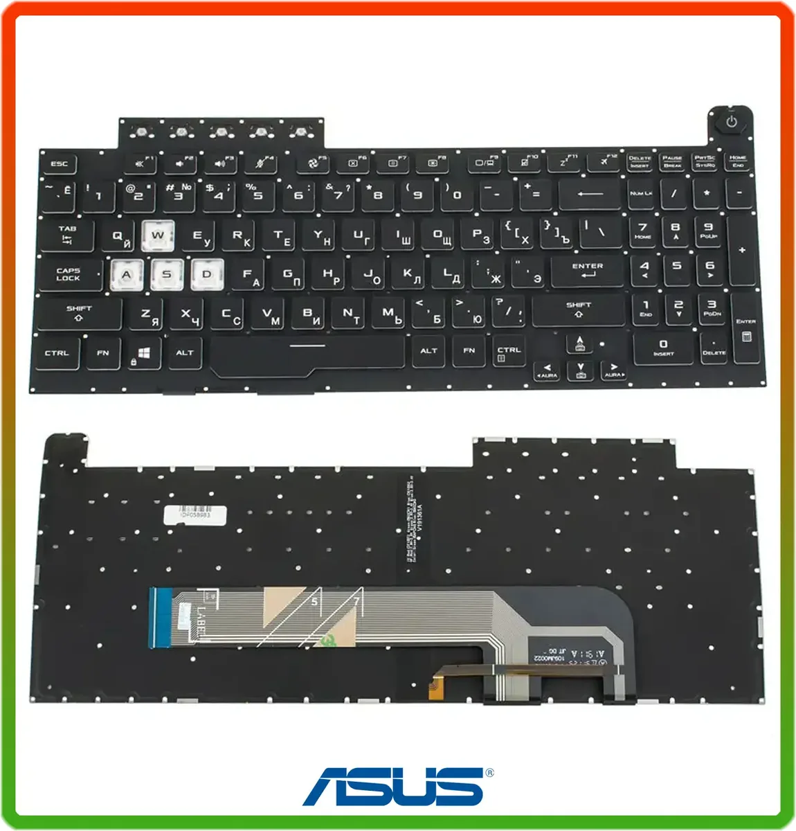 Клавіатура для ASUS FA506, FX506 series (rus, black, RGB підсвітка клавіш)