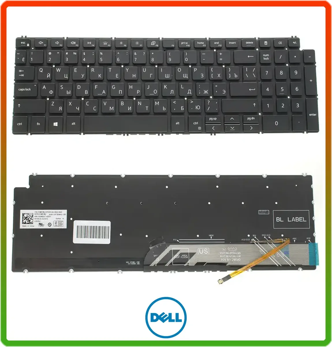 Клавиатура DELL Inspiron 5584 (rus, black, подсветка клавиш)