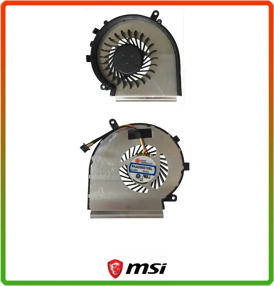 Вентилятор (кулер) MSI GE62 (ДЛЯ ПРОЦЕСОРА), GE72, PE60, PE70, GL62 (PAAD06015SL-N284)