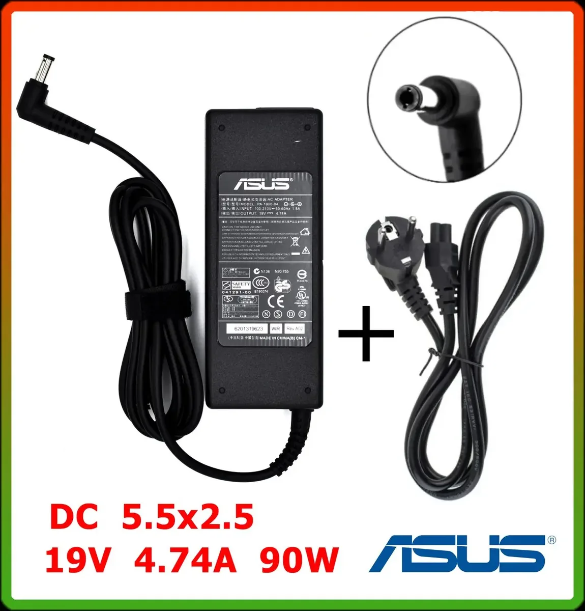 Блок живлення до ноутбука Asus 19V 4.74 A 90W (DC 5.5*2.5) + мережевий кабель